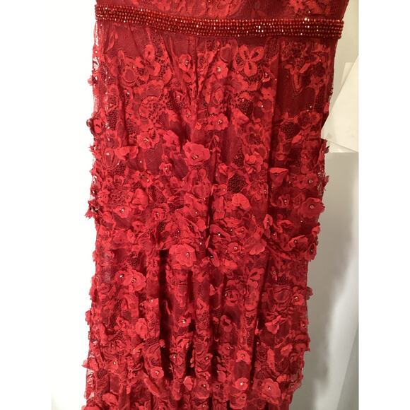 Mac Duggal Women’s Layered Floral Appliques Dress Burgundy Red 67710 - Size 4 - Picture 10 of 10